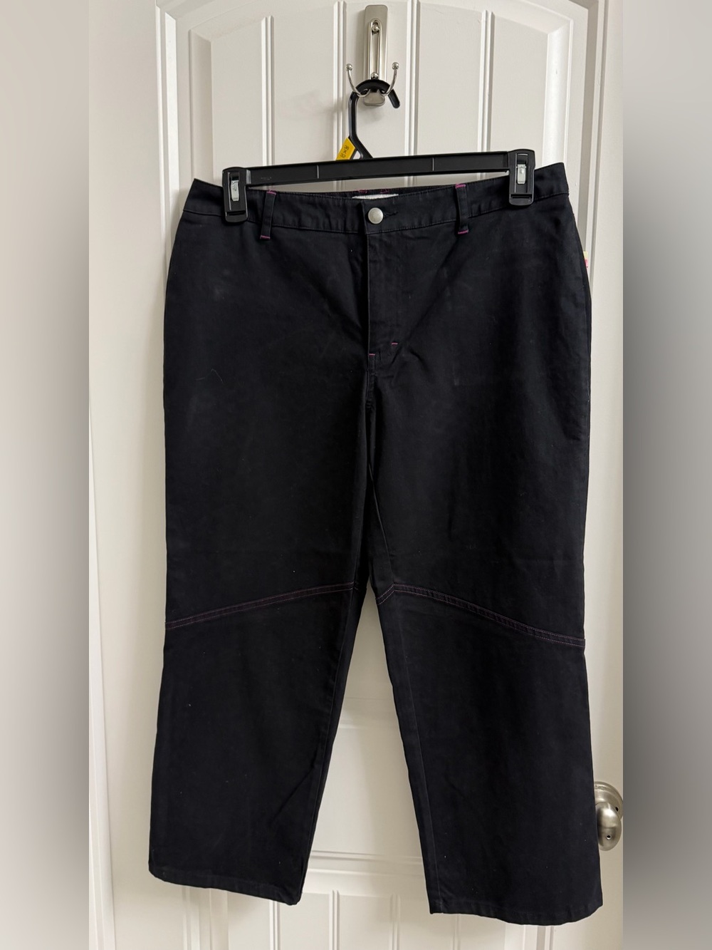 Covington Black Chinos with Purple Contrast Stitching